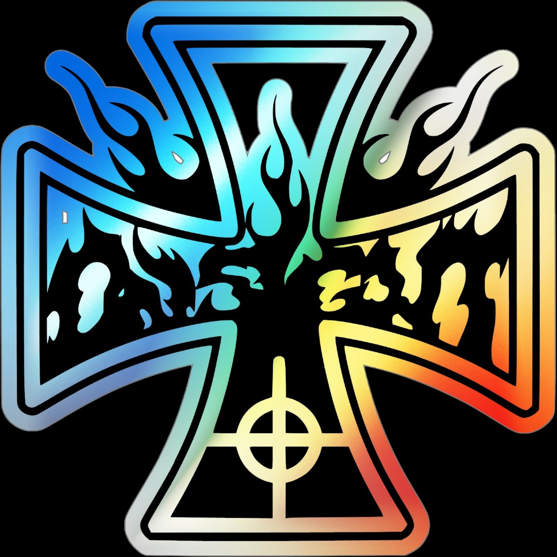 HOLOGRAPHIC IRON CROSS STICKER
